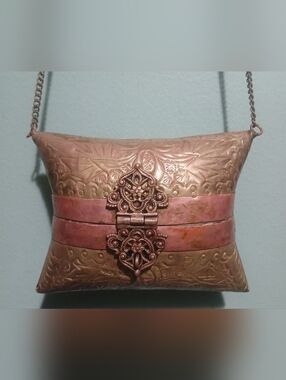 Vintage Pillow Purse In Brass & Copper